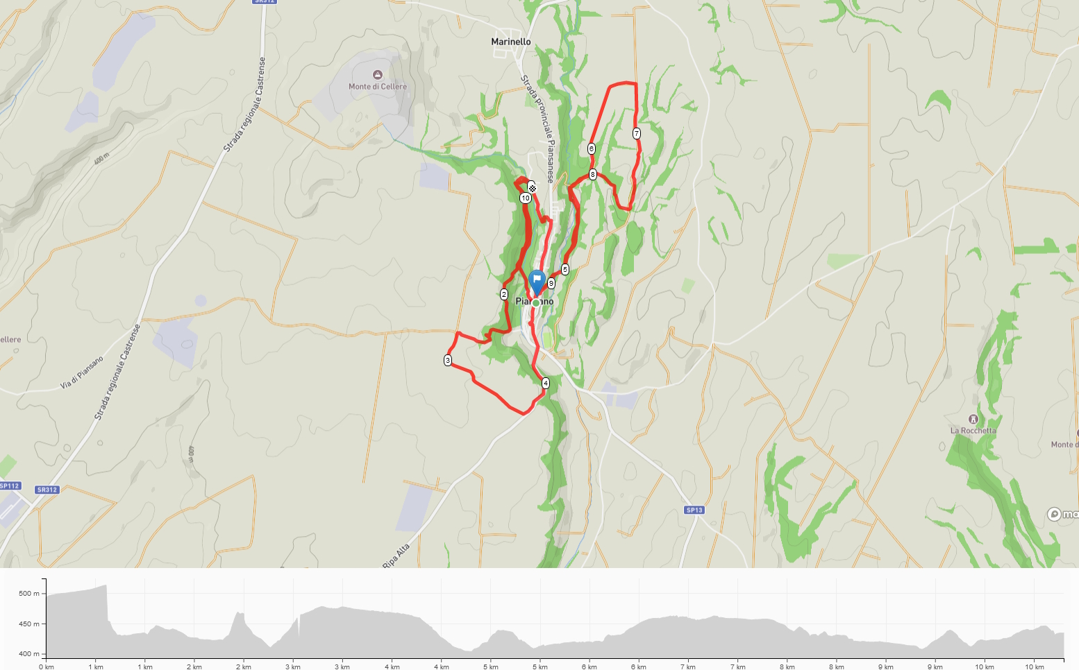 Mappa percorso 11 km